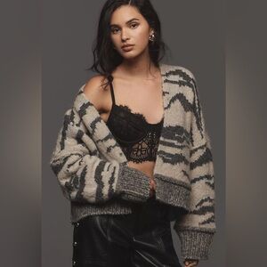 Anthropologie X Pilcro Animal Print Wool Blended Cardigan Sweater